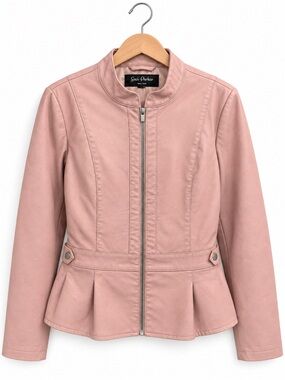 𝙎𝙖𝙫𝙞 𝙋𝙖𝙧𝙠𝙚𝙧 Jacket 2X Blush Pink Faux Leather Peplum